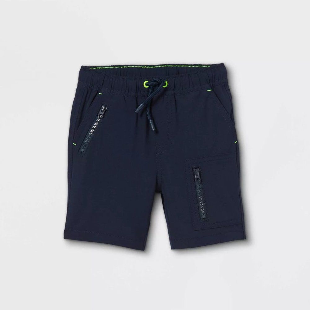 Toddler Boys' Chino Shorts Woven Pull-On Quick Dry Utility Drawcord Ties NWT